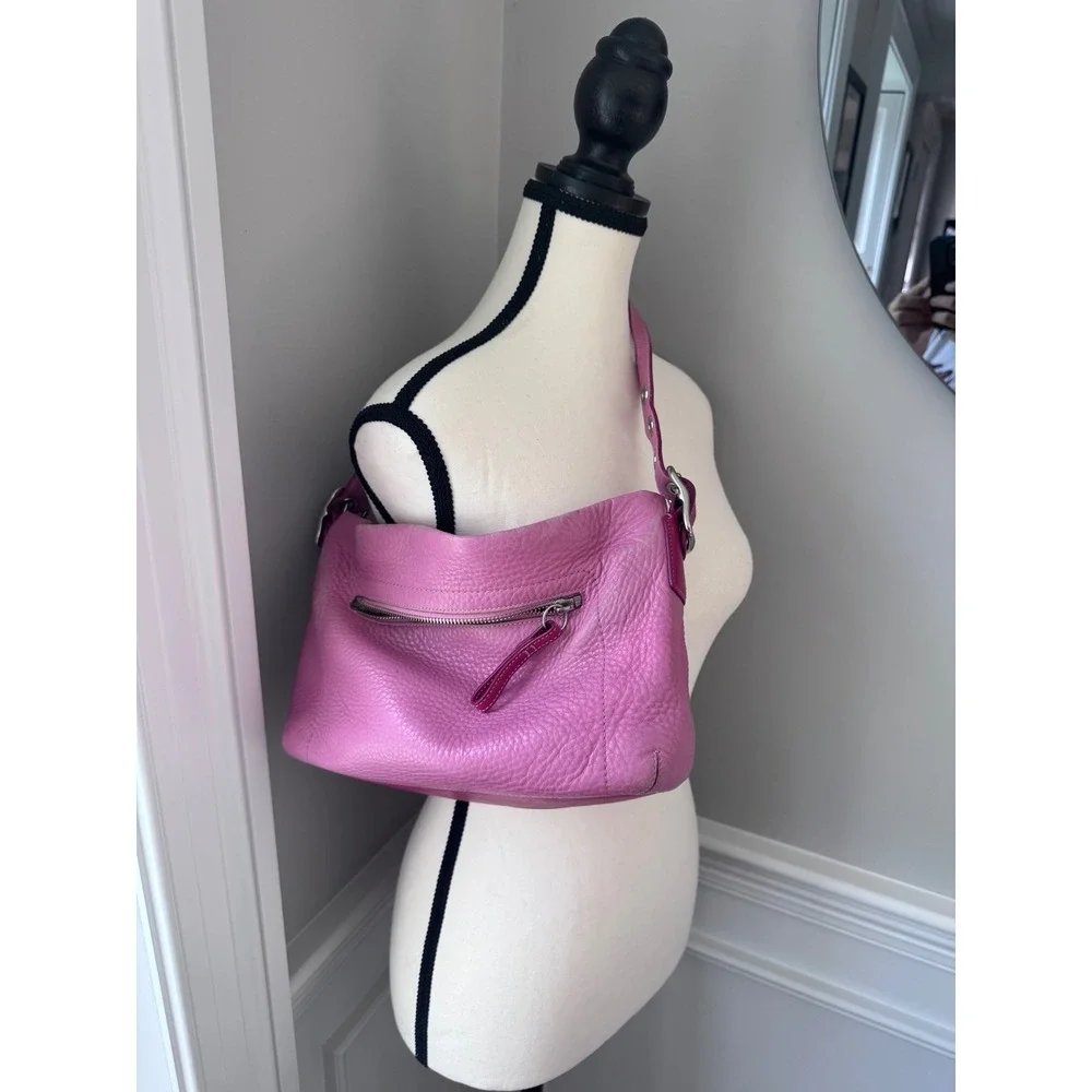 Vintage Coach Soho Two-Tone Pink Pebbled Slouchy Leather Hobo Bag Y2K